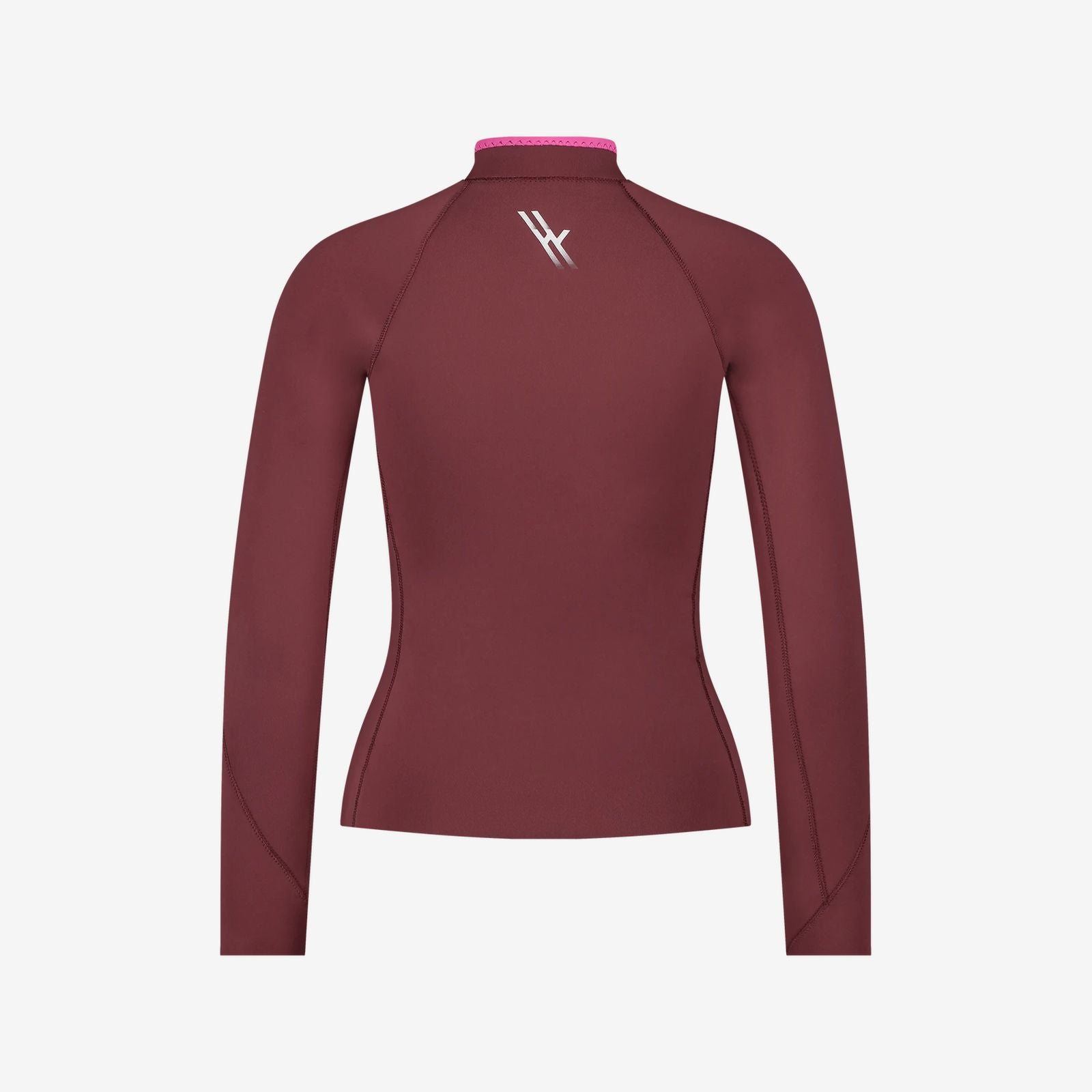 Red Yulex® wetsuit jacket with pink trim and back neck logo, designed for surf and swim performance, on white background